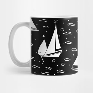 Sailing - Black and White Pattern Mug